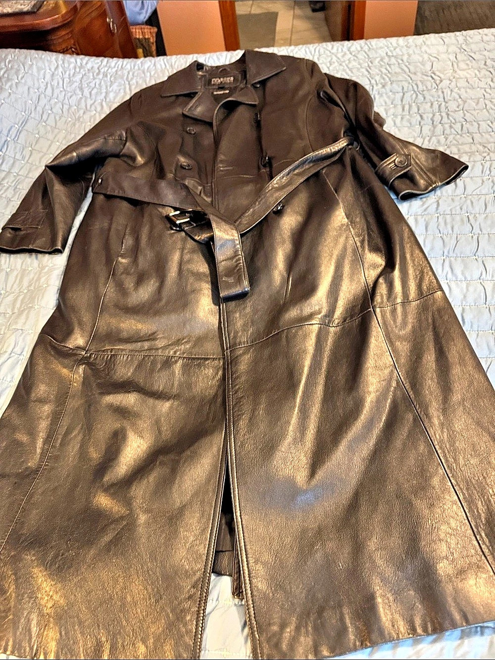 Wilson Leather Trench Coat Brown XL